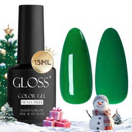 GLOSS Gel Nail Polish | Dark Green 15ml 1 pcs - HEMA Free Gel Polish, Green Soak Off UV LED Gel Varnish, Christmas Gel Nail Polish for Professional Nail Art, Perfect Holiday Gifts for Women & Girls