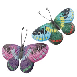 CORHAD 2Pcs Vintage Iron Butterflies Wall Decor Creative Art Ornaments for Home Garden Elegant Wall Hanging Butterflies for Home Decoration