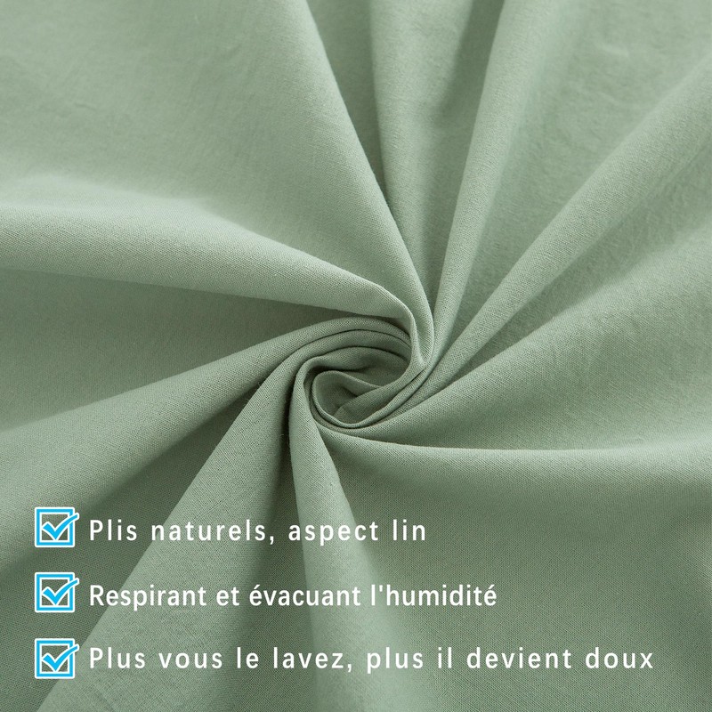 ATsense Tablecloth Mint Green Tablecloths Linen Look 100% Washed Cotton