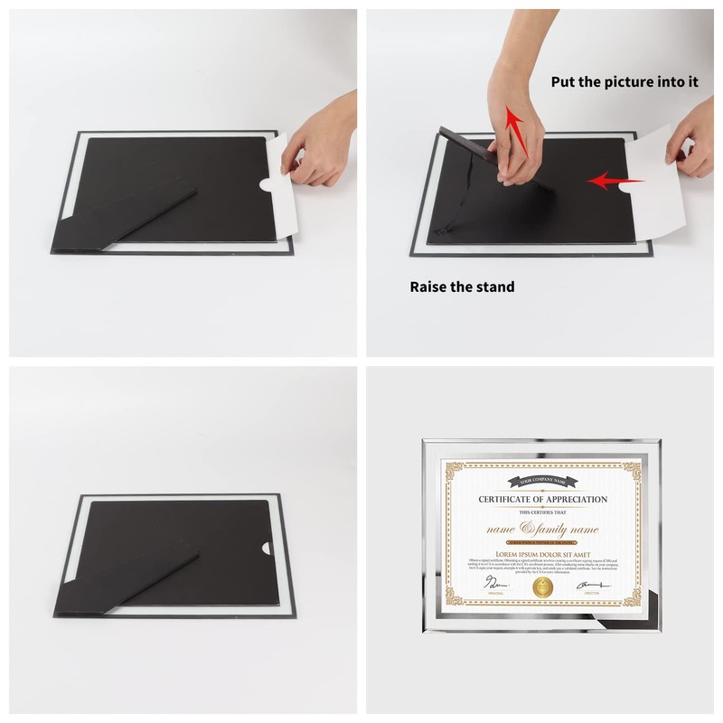 Hoikwo 8.5x11 Picture Frames, 6 Packs Silver Glass Certificate Frames