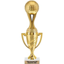 Crown Awards Basketball Trophies, 12" Gold Cup Basketball Trophies with Engraving Included, 5 Pack