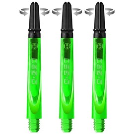 Harrows Darts Technology Carbon 360 Shafts, Rotating Carbon Top by Thor-Sports (Short, Green)