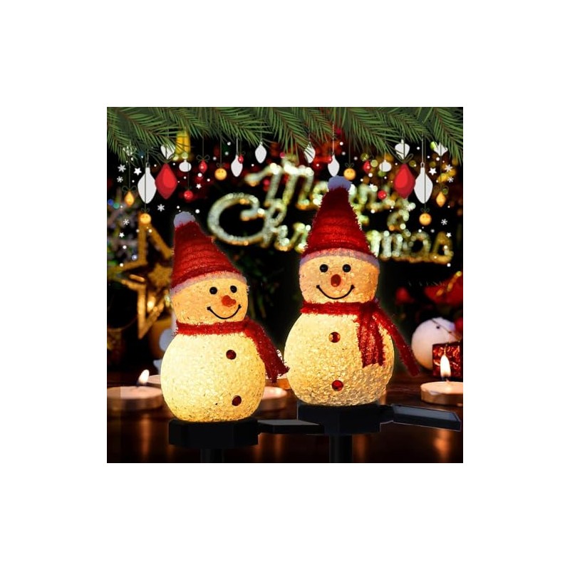 YZYOE 2 Pack LED Solar Powered Rice Grains Snowman Ground