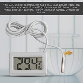 Fdit Termómetro Digital, con Pantalla LCD Mini y Sonda de 95 cm | rango de -40°c a 70°c, funciona con pila lr44, compacto, para acuarios e incubadoras