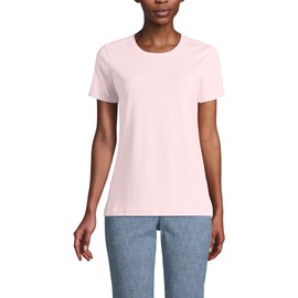 Lands' End Women s SS Relaxed Supima Crew Neck T Shirt Pink Fog Plus 3X
