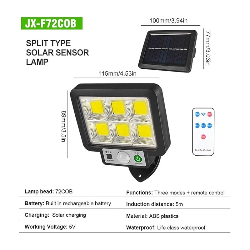 SQUADO JFJ Solar-Gartenleuchten für den Außenbereich, 117 LEDs, 3 Modi,