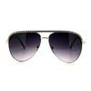 Rhinestone Top Aviator Sunglasses Womens Fashion Eyewear UV 400 Silver