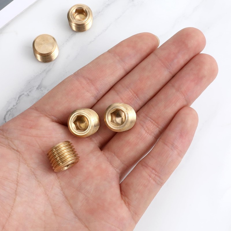 5 PCS 1/4" NPT Male Pipe Plug Fitting Set Brass
