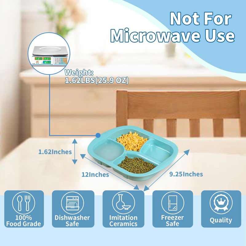 Adaptive Scoop Divided Plates with Extra Wall,Spill-Proof Eating Aid for