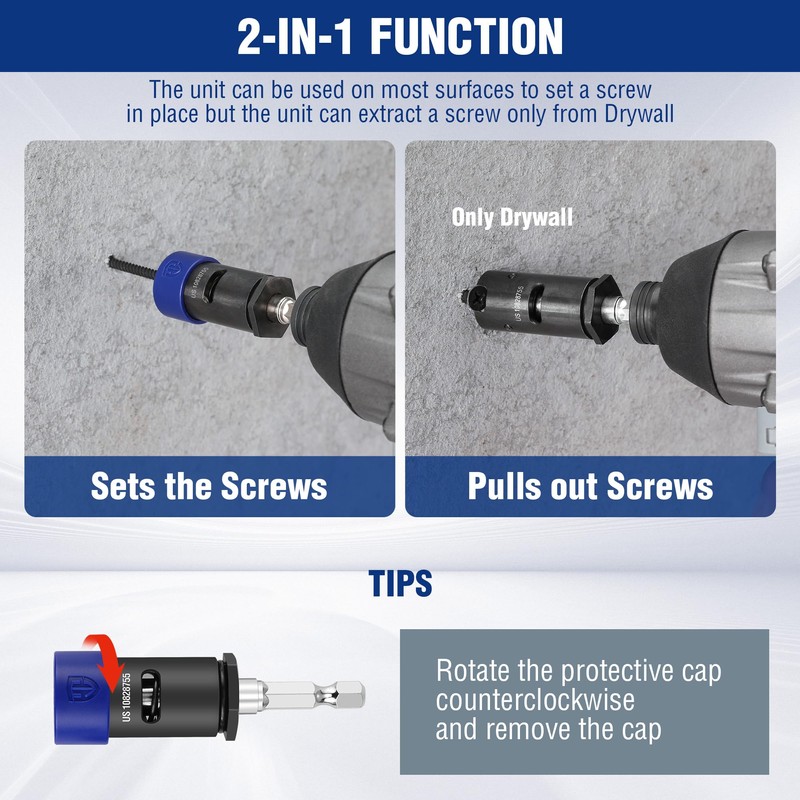 WORKPRO Drywall Screw Setter/Extractor Impact Bit Holder, Fits Any Standard