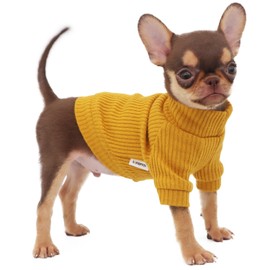 LOPHIPETS Small Dog Turtleneck Sweaters for Teacup Chihuahua Yorkie Puppy Cat Clothes-Yellow/XS