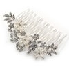 Bridal/Wedding/Prom/Party Rhodium Plated Clear Austrian Crystal, Faux Pearl Floral Hair