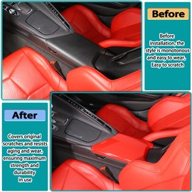 Hudiriy ABS Center Console Protector Pad Automobile Waterproof Armrest Box Cover Compatible with Corvette C8 2020-2023 Car Armrest Box Panel Protect Trim Accessories (Sports red)