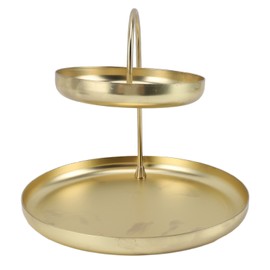 2 Tier Jewelry Tray Elegant Simple Sturdy Stable Metal Multi Purpose Cupcake Stand for Family Office Cafe Bar