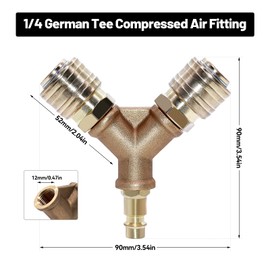 ZHIYUQL® Compressed Air Distributor 2-Way Brass Compressed Air Y Splitter with 2 Couplings 1/4 Inch AG, Compressed Air Soft NW 7.2 Compressed Air Coupling for Compressed Air Connection, Air Line Hose,