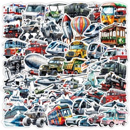 Pack of 50 Transport Stickers Car Laptop Phone Guitar Skateboard Motorcycle Bicycle Vehicle Stickers Set Vinyl Waterproof Aesthetic Stickers for Teenagers Children Adults