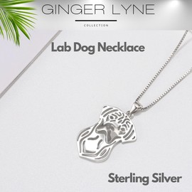 Labrador Retriever Dog Necklace for Women by Ginger Lyne | Lab Puppy Dangle Sterling Silver Pendant and Chain for Her | Pet Animal Paw Print Jewelry for Dog Mom