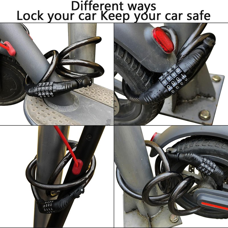 E Scooter Lock,Bike Lock Combination Lock Cable Compatible for Xiaomi