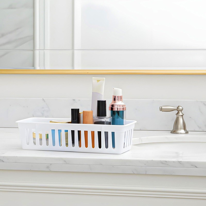 12 Pack Slim Plastic Storage Baskets Tray for Organizing 10.23