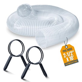 POWERTEC 4" x 20' Flexible PVC Dust Collection Hose with 2pcs Double Loop Hose Clamps for Dust Collector for Table Saw, Band Saw, Planer, Jointer, and Garage, Woodshop Dust Collection Systems (70441)