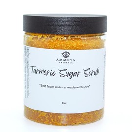 Ammoya Naturals Turmeric Sugar Scrub – Exfoliating & Hydrating Body Scrub with Myrrh, Frankincense, Olive Oil, Lemon & Grapeseed Oil – Smooth, Radiant Skin