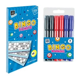 600 Security Coded Perforated Bingo Tickets - Bingo Marker Pens - Bingo Dabbers