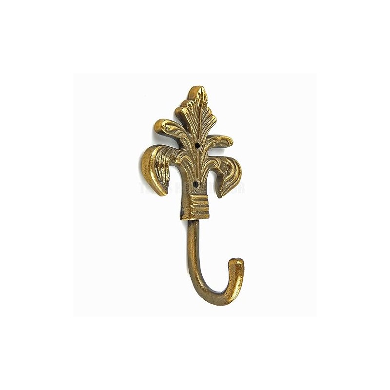 Vintage Fleur De Lis Wall Hook Antique Brass Towel Coat