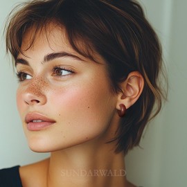 Red Hardwood Half Hoop Stud Earrings for Women Men, Natural Wood Boho Minimalist, 18mm Wooden Huggie Earrings jewelry for Her or Him