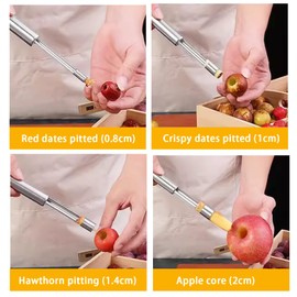 Coufce Multi-Function Corer and Pitter Set 4 Pieces Stainless Steel Remover Tools for Apple, Pear, Cherry, Jujube, Red Dates Suitable for Home Kitchen