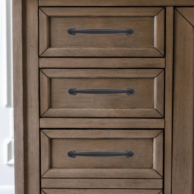 khtumeware 10 Pack 5 Inch(128mm) Matte Black Cabinet Pulls, Black