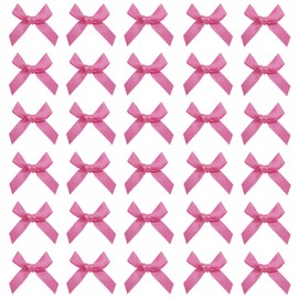 Simplegoal 50 PCS 2" Mini Ribbon Bow Light Pink Satin Ribbon Pre-tie Bows for Crafts Gift Wrapping Bakery Candy Bags Hair Wedding Christmas