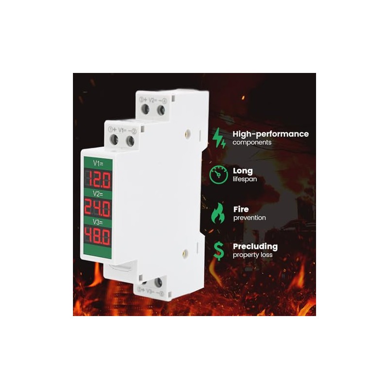 Garosa DIN Rail Voltmeter 3 Digits DC 11V to 310V