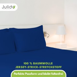 Julido Fitted Sheet 100 x 200 cm (Navy) - Jersey Bed Sheet Made of 100% Cotton, Oeko-Tex Standard 100, Skin-Friendly, Breathable and Suitable for Allergy Sufferers, Mattress Height up to 30 cm