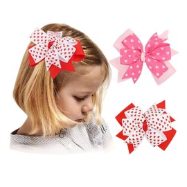 Valentine’s Day Hair Clips Hair Bow for Girls Hair Accessories TSFJ10 (4'' Pink Heart Set)
