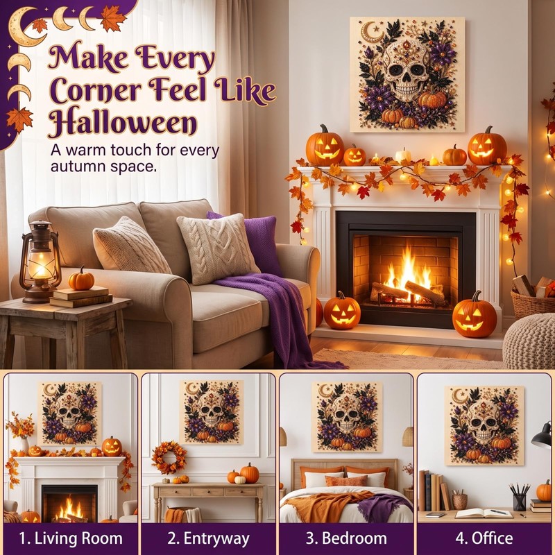 Halloween Pearl Diamond Art DIY Kit,Spooky Pearl Diamond Painting Craft