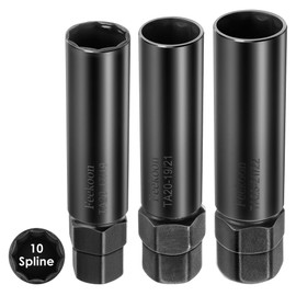 Feekoon 3 Pack 10 Spline Lug Nut Key Replacement for TA20-17/19, TA20-19/21 and TA23-21/22, Compatible with Bimecc 10 Spline Lug Nut and Lug Bolts, Small and Large SUV Key with Hex Drive, Steel, Black