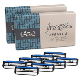 Jeremy’s Razors- Maquinillas de afeitar Jeremy's para hombres - Recambios de hojas de afeitar Sprint 3-8 cartuchos (se adaptan a todas las maquinillas de afeitar Jeremy's de segunda generación)