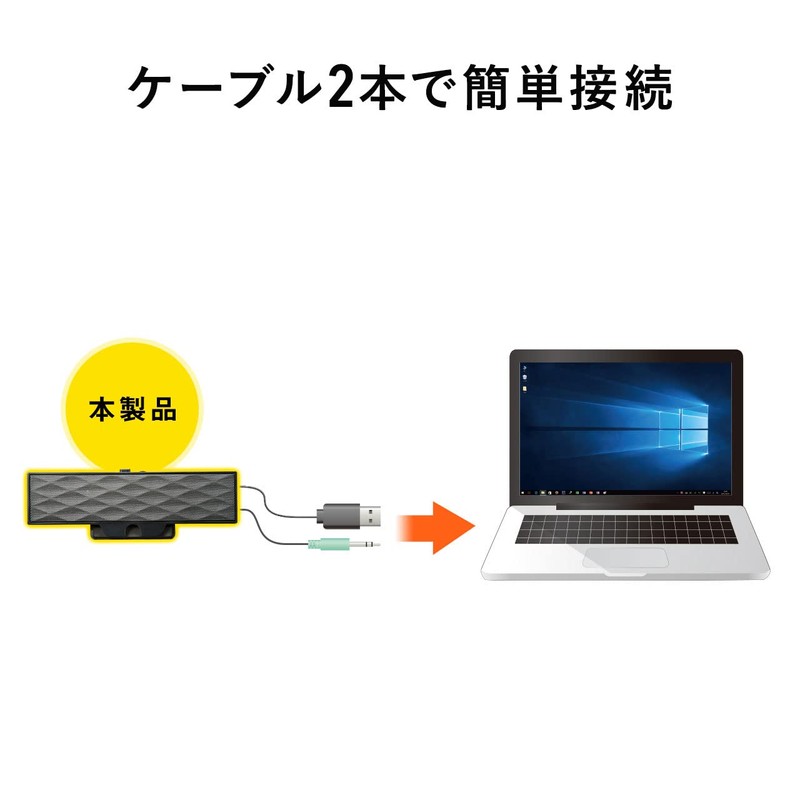 Sanwa Supply (サンワサプライ) USB Power Sound Bar Speaker MM-SPL11UBKN Black