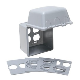 TayMac MM7440G 4.75-in. Deep Outdoor Box, UFAST 55-in-1, Rated NEMA 3R 2-Gang Weatherproof in-Use Electrical Outlet Cover for Home Improvement, Gray
