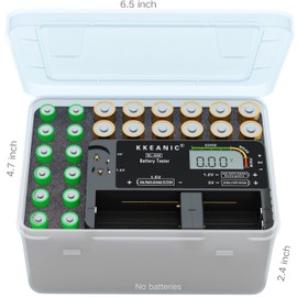 Battery Tester with Battery Organizer Storage Case,Professional Digital Battery Checker with LCD Display for Household AA, AAA, 4A,C, D, 9V, Button Cells. Compact Design & Clear Power Level Indicator