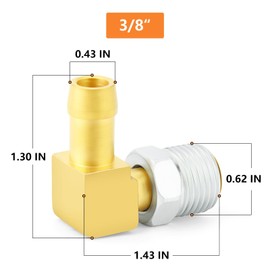 GASHER Brass Brake Line 90 Degree Elbow Hose Fittings 3/8" Barb x 5/8-18" NPT Male With Nut 2PCS