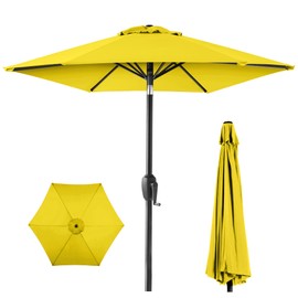 Best Choice Products 7.5ft Heavy-Duty Round Outdoor Market Table Patio Umbrella w/Steel Pole, Push Button Tilt, Easy Crank Lift - Yellow