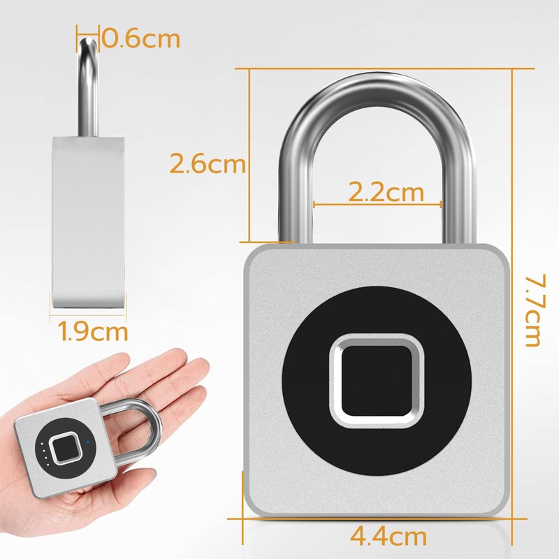 Anweller Padlock, Fingerprint, Fingerprint Lock, Locker Lock, Lock with Fingerprint