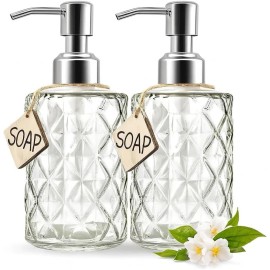 Casafoyer 15oz Glass Soap Dispenser with Rust Proof Pump, Refill Kitchen Soap Dispenser