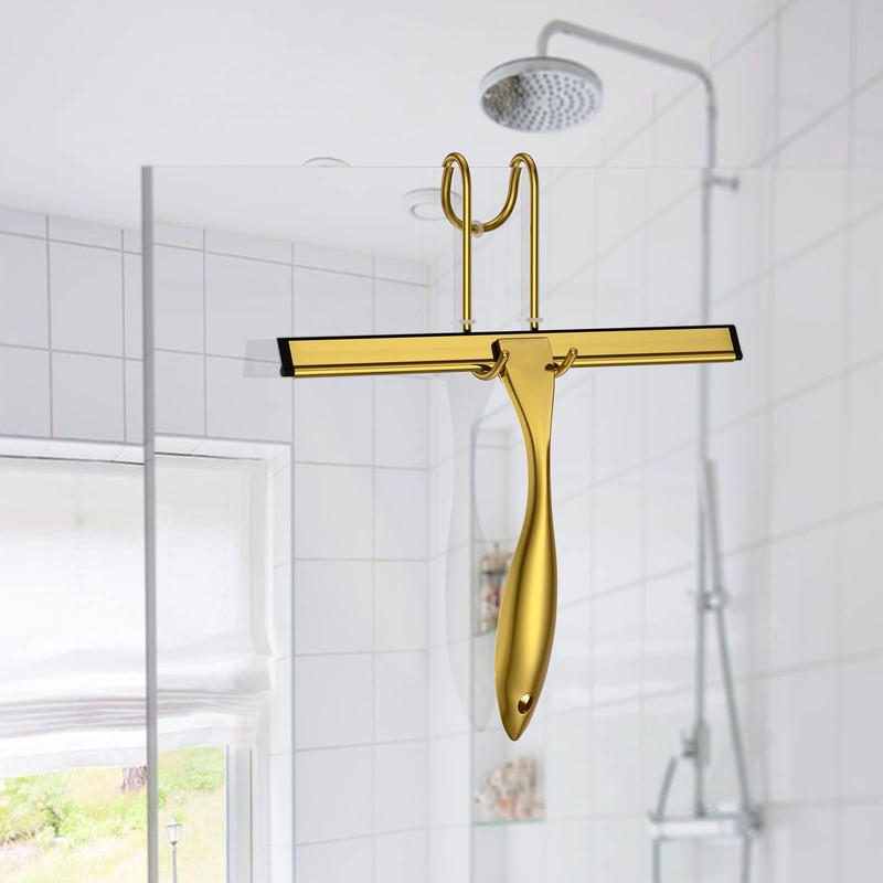 Shower Squeegee Set, 14-Inch Stainless Steel Squeegee, All-Purpose Squeegee for