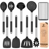 Silicone Cooking Utensil Set, 8Pcs Non-stick Cookware with Stainless Steel