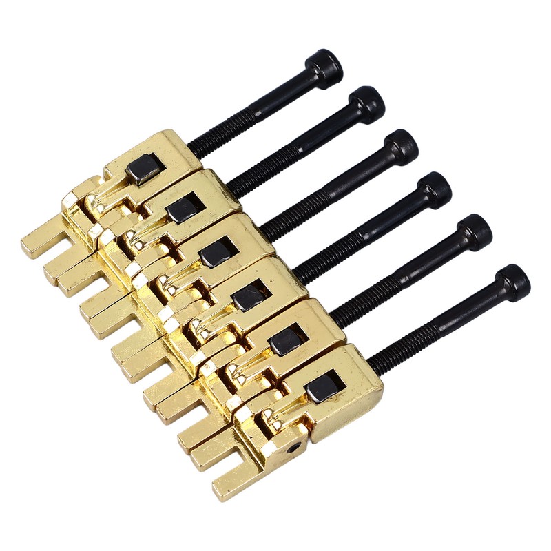 6Pcs Electric Guitar Bridge Saddle Double Locking Tremolo Metal Roller