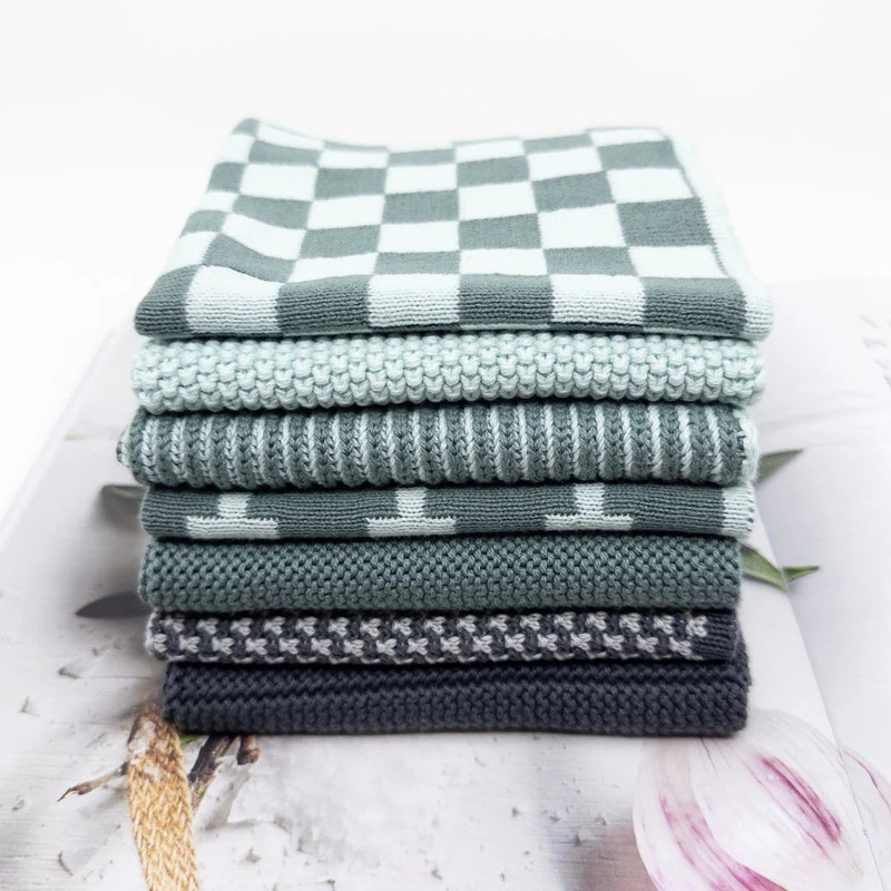 Ecovask Daily Use Dish Cloth 7pc Variety Pack Organic Cotton,