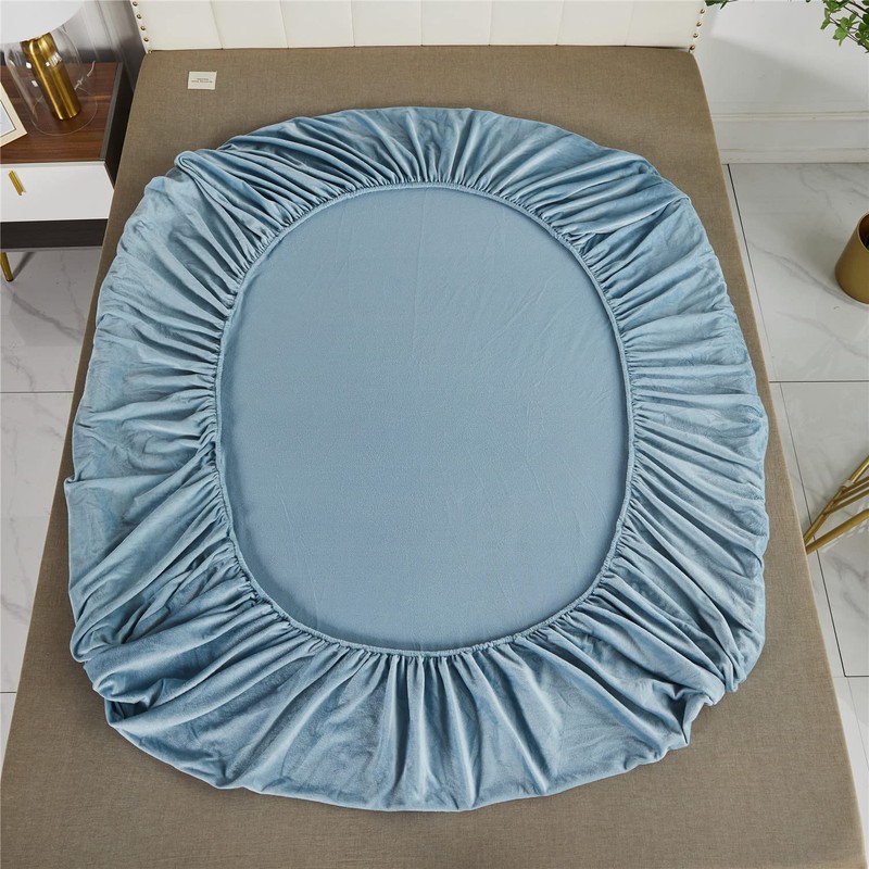 Winter Fitted Sheet, 90 x 200 cm, Light Blue, Blue,