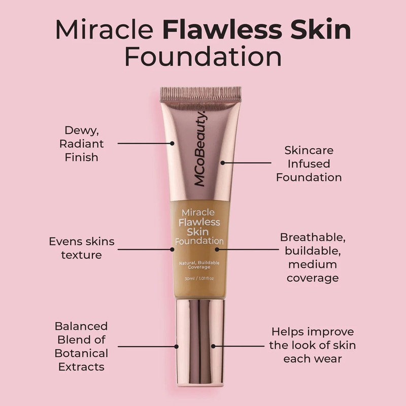MCoBeauty Miracle Flawless Skin Foundation 30ml, Nude Beige